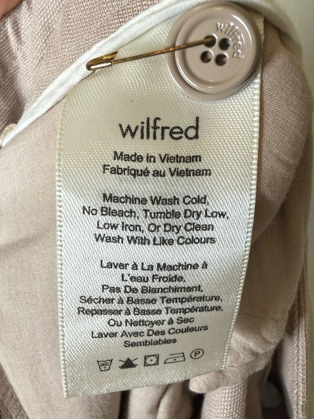 Aritzia Wilfred Beige Drawstring Cropped Linen Pants Size 8